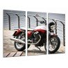 Cuadro Moderno Fotografico base madera, Moto Roja, Lago, Motorista, Lago, Guzzi