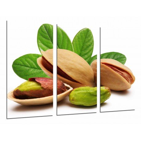 Cuadro Moderno Fotografico base madera, Comestibles, Cocina, Frutos Secos, Cascara Pistacho Hoja