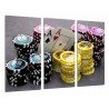 Cuadro Moderno Fotografico base madera, Juego Mesa, Casino, Cartas y fichas Poker, As, fortuna