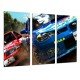 Cuadro Moderno Fotografico base madera, Deporte Competicion Rally Subaru, Coches Rojo y Azul