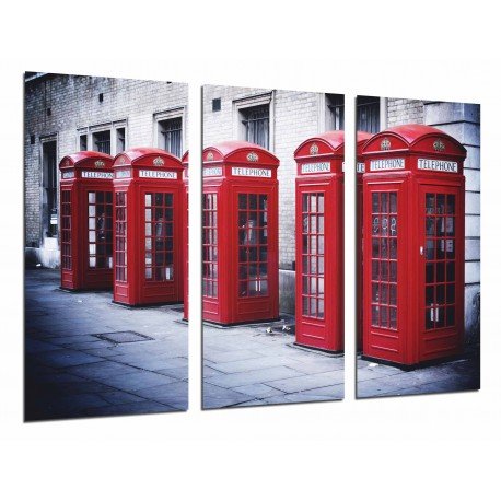 Cuadro Moderno Fotografico base madera, Paisaje Ciudad Londres, Cabina Telefonica Roja, Gris