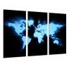 Cuadro Moderno Fotografico base madera, Mapa Mundi Azul y Negro, Mundo Ciudades y Paises