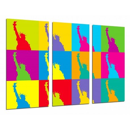 Cuadro Moderno Fotografico base madera, Mosaico Colores, Original Estatua Libertad, Ciudad