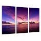 Cuadro Moderno Fotografico base madera, Paisaje Atardecer Oceano, Mar y Cielo tonos Morados
