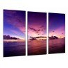 Cuadro Moderno Fotografico base madera, Paisaje Atardecer Oceano, Mar y Cielo tonos Morados