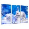 Cuadro Moderno Fotografico base madera, Navidena, Peluche Navidad Muneco Nieve, Azul y Blanco