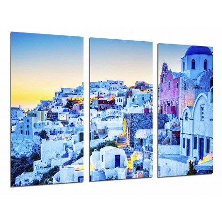 Cuadro Moderno Fotografico base madera, Paisaje Atardecer Ciudad Italia, Casas Pueblo Italiano