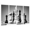 Cuadro Moderno Fotografico base madera, Juego Mesa Ajedrez, Blanco y Negro, Piezas, Fichas