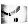 Cuadro Moderno Fotografico base madera,Deporte Hockey, Palo Sobre Hielo, Blanco y Negro