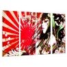 Cuadro Moderno Fotografico base madera, Original chica, Mujer Samurai, Pelo Largo, Flores