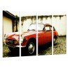 Cuadro Moderno Fotografico base madera, Coche Clasico Vintage Rojo Honda, Carretera, Carrera