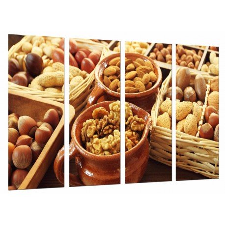 Cuadro Moderno Fotografico base madera, Comestibles Cocina, Tienda Frutos Secos, Jarras y Cesta