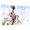 Cuadro Moderno Fotografico base madera, Primavera Chica Mujer Bici Flores, Mariposas Naturaleza