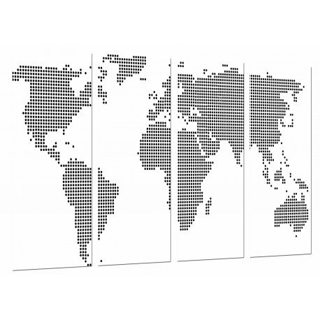 Cuadro Moderno Fotografico base madera, Mapa Mundi Blanco Gris, Mundo Lunares Ciudad Paises