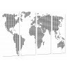 Cuadro Moderno Fotografico base madera, Mapa Mundi Blanco Gris, Mundo Lunares Ciudad Paises