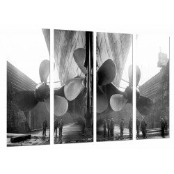 Cuadro Moderno Fotografico base madera, Barco Antiguo, Helices Gigantes, Vintage cine Titanic