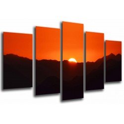 Cuadro Moderno Fotografico base madera, Naturaleza Horizonte, Puesta sol, Atardecer Naranja