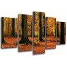 Cuadro Moderno Fotografico base madera, Paisaje Otono Bosque, Arboles Troncos, Anarajados