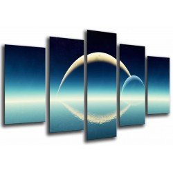 Cuadro Moderno Fotografico base madera, Astronomia, Cielo Azul, Planetas en Horizonte, Eclipse