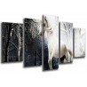 Cuadro Moderno Fotografico base madera, Naturaleza Bosque Nevado, Dia Noche, Caballo Blanco
