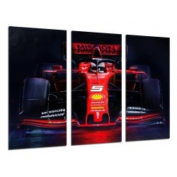 Cuadro Moderno Fotografico de madera, Coche Formula 1, Ferrari SF90 2019, Sebastian Vettel, Charles Leclec
