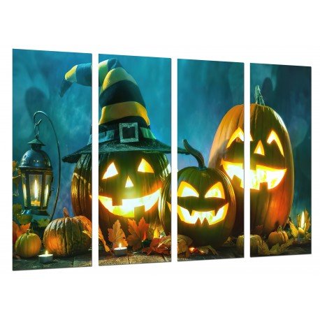 Cuadro Moderno Fotografico de madera, Halloween, Calabazas, 1 Noviembre, Disfraces, Noche Brujas, Truco o trato