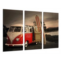 Cuadro Moderno Fotografico de madera, Furgoneta Volkswagen camper, Vintage, Surf