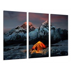 Cuadro Moderno Fotografico de madera, Montaña, Everest, Himalaya, Escalada,  Campo base, Noche