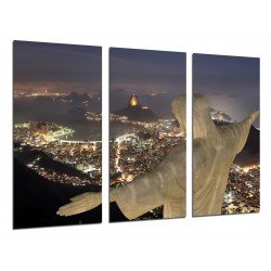 Cuadro Moderno Fotografico de madera, Cristo Redentor, Río de Janeiro, Jesús de Nazaret, Noche, 7 maravillas del mundo