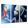 Cuadro Moderno Fotografico de madera, Vídeo juego, Baby Groot, Guardianes de la Galaxia, Iron Man, Marvel