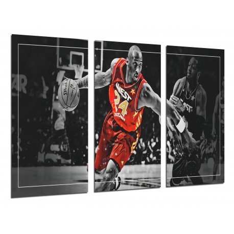 Cuadro Moderno Fotografico de madera, Deporte, balonesto, NBA, West, Kobe Bryant, Negro y rojo, Mamba