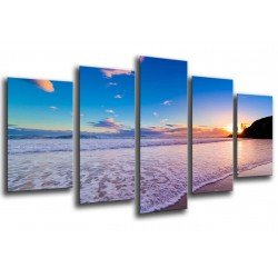 MULTI Wood Printings, Picture Wall Hanging, Sunset in the Beach, in the mar