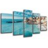 Cuadro Moderno Fotografico base madera, paisaje pueblo costero, playa y mar