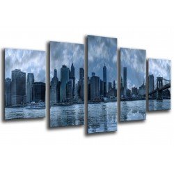 MULTI Wood Printings, Picture Wall Hanging, City of New York, New York, Manhattan, atardecer