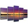 MULTI Wood Printings, Picture Wall Hanging, Landscape Lake Sunset, puesta of Sun