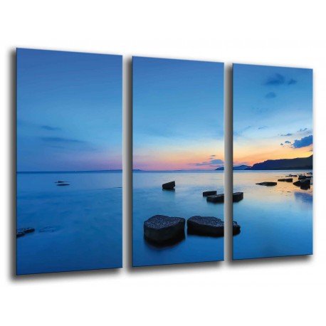 MULTI Wood Printings, Picture Wall Hanging, Landscape Lake Sunset, Stones in the Lago