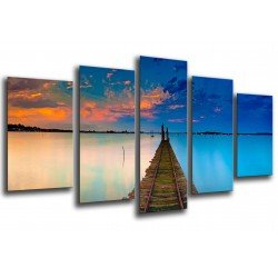 MULTI Wood Printings, Picture Wall Hanging, Landscape Lake Sunset, Puesta of Sun
