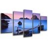 Cuadro Moderno Fotografico base madera, Paisaje Lago Rodeado de Montes, Atardecer
