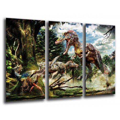 MULTI Wood Printings, Picture Wall Hanging, Dinosaurs, Velociraptor