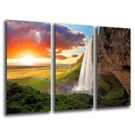 MULTI Wood Printings, Picture Wall Hanging, Landscape Waterfall Atardecer