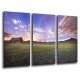 MULTI Wood Printings, Picture Wall Hanging, Sunset in meadow of cultivo