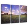 Cuadro Moderno Fotografico base madera, Puesta de Sol en pradera de cultivo