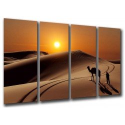 MULTI Wood Printings, Picture Wall Hanging, Sunset in the Desert, Dunas, Camellos