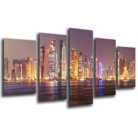 MULTI Wood Printings, Picture Wall Hanging, City of Skyline of Night, Dubai