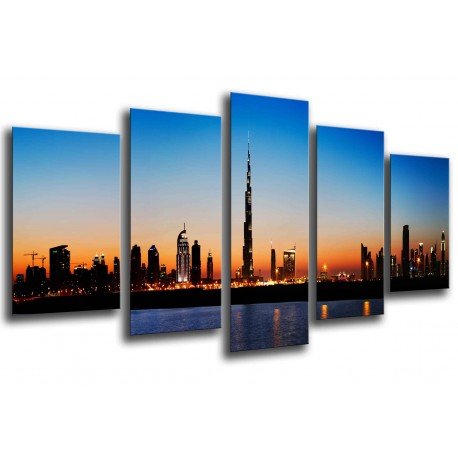 MULTI Wood Printings, Picture Wall Hanging, City of Skyline of Night, Dubai