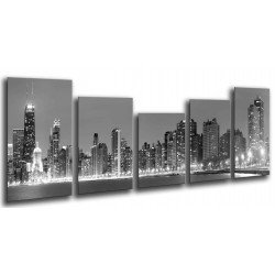 MULTI Wood Printings, Picture Wall Hanging, City Girlgo White and  Black, Skyline of noche