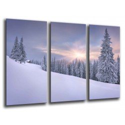 MULTI Wood Printings, Picture Wall Hanging, Forest Snowy Sunset, Nieve