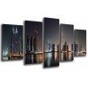 Cuadro Moderno Fotografico base madera, Ciudad de Dubai de Noche, Rascacielos