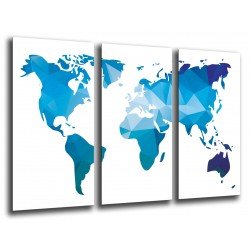 MULTI Wood Printings, Picture Wall Hanging, Map World  Blue and Blanco