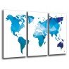 Cuadro Moderno Fotografico base madera, Mapa Mundi  Azul y Blanco